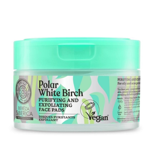 Natura Siberica Polar White Birch Esfoliante em Disco de Algodão Pele Oleosa e Problemática 20 Un.