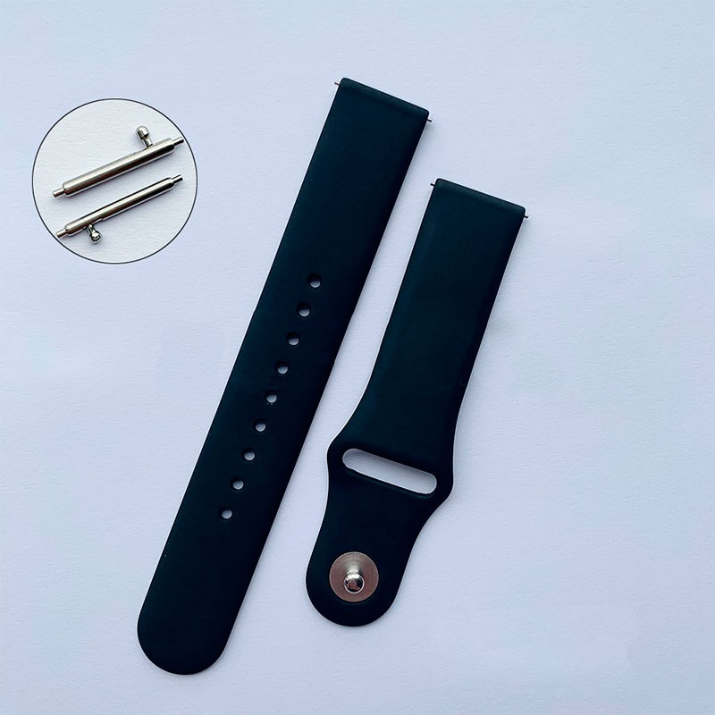 Pulseira Universal Elegance Silicone 20mm para Smartwatch Xiaomi/Amazfit/Samsung/Huawei/Realme/Ticwatch (Preto)
