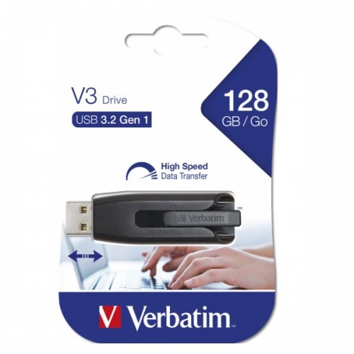 VERBATIM PENDRIVE V3 128GB RETRACTIL USB 3.2 BLACK