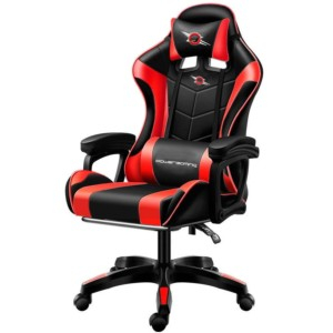 Cadeira Gaming PowerGaming Preto/Vermelho com Apoio para os Pés