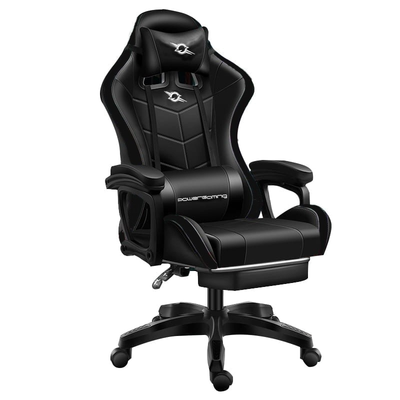 CADEIRA GAMING POWERGAMING com Coluna BLUETOOTH e MASSAGEM + Apoio para os pés PRETO