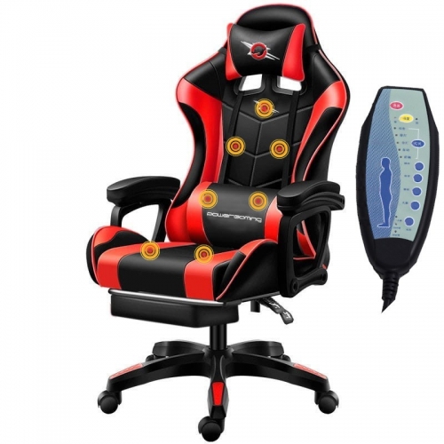 CADEIRA GAMING POWERGAMING MASSAGEM 7 pontos VERMELHO / PRETO Apoio para os pés