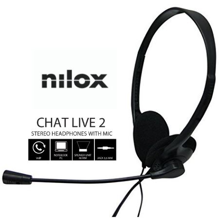 Auscultadores Nilox NXCM0000004 com Conector Duplo,Preto