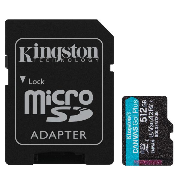 MicroSD Kingston Canvas Go Plus 512GB class10 UHS-I U3 V30 A2(170MB/s-90MB/s)