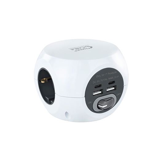 BLOCO 4 TOMADAS C/ INTERRUPTOR 1.4M NANOCABLE BRANCO