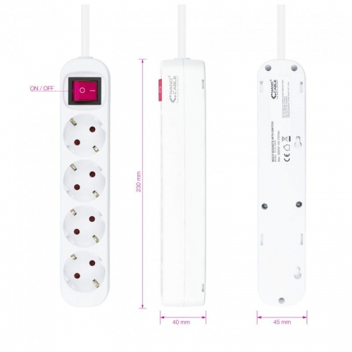 REGLETA 4 TOMAS 1.4MCOMINTERRUPTOR NANOCABO Branco