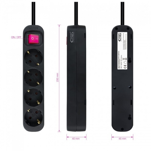 REGLETA 4 TOMAS 1.4MCOMINTERRUPTOR NANOCABO Preto