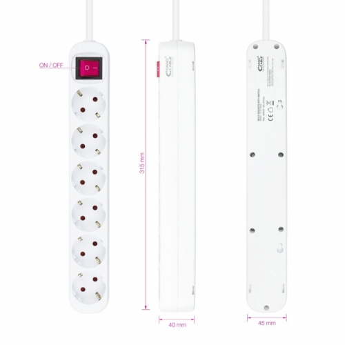 REGLETA 6 TOMAS 1.4M NANOCABOCOMINTERRUPTOR Branco