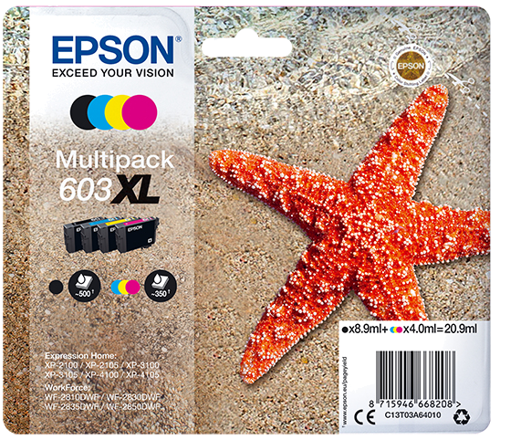 EPSON TINTEIRO PACK 4 CORES 603 XL XP-28xx | 3100 | 21xx | 3105 | 41xx