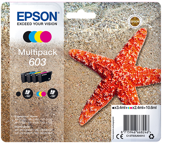 EPSON TINTEIRO PACK 4 CORES 603 XP-28xx | 3100 | 21xx | 3105 | 41xx