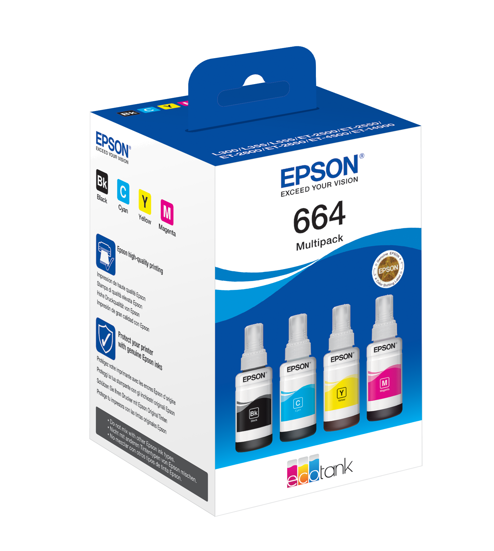 EPSON TINTEIRO PACK 4 CORES 664 ET-14000 | L555 | L355 | 4500 | 2600 | 50 | 2500 | 50