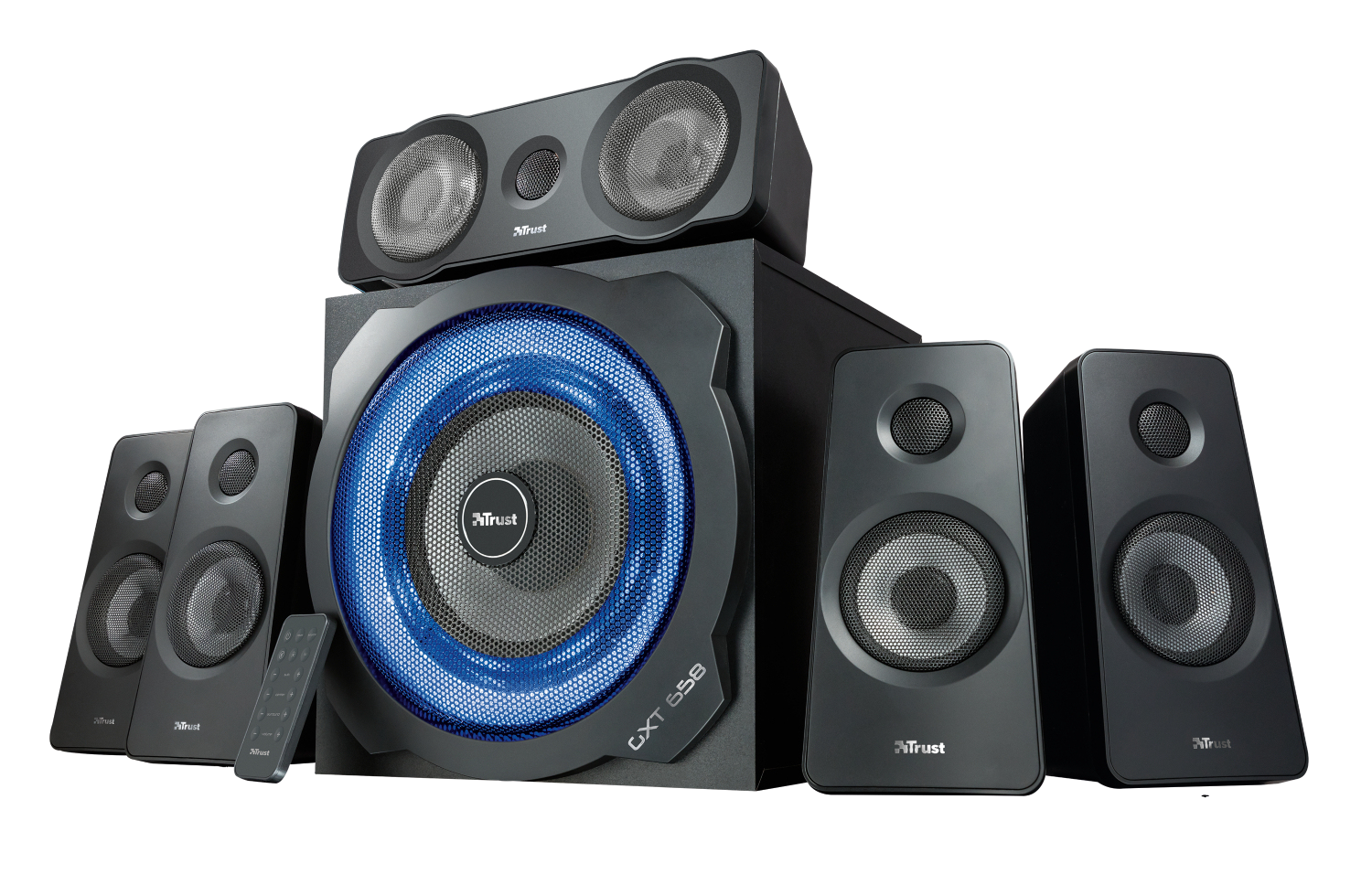 TRUST COLUNAS GAMING GXT658 TYTAN SURROUND 5.1 LED