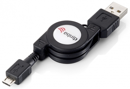 EQUIP CABO USB 2.0 TYPE A TO MICRO-B RETRACTABLE 1MT PRETO