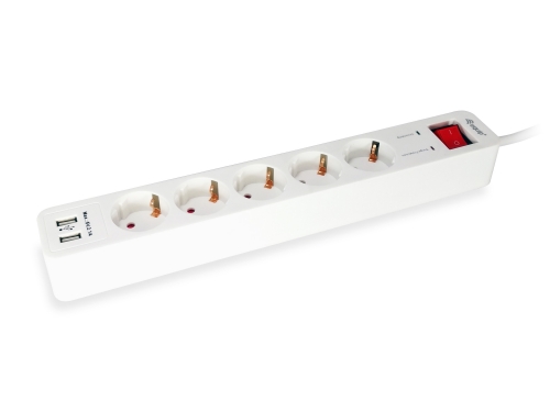 EQUIP EXTENSÃO ELETRICA 5 TOMADAS,INTERRUPTOR,PROTEÇÃO,2X USB