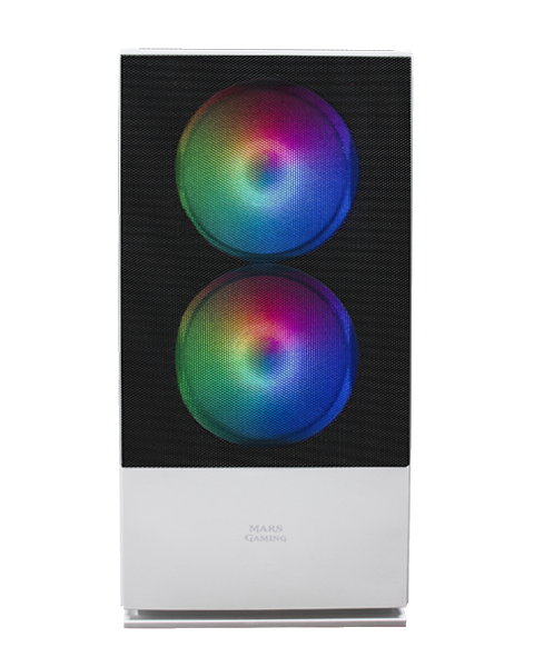 CAIXA MICRO-ATX CASE MARS GAMING MCZ PREMIUM,2X FRGB FAN,WINDOW,MESH,WATERC.,WHITE