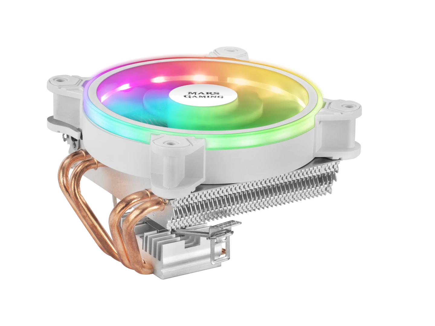Cooler MARS GAMING MCPU220 CPU COOLER,ARGB 12CM PWM FAN,4X HEATPIPE,140W,WHITE