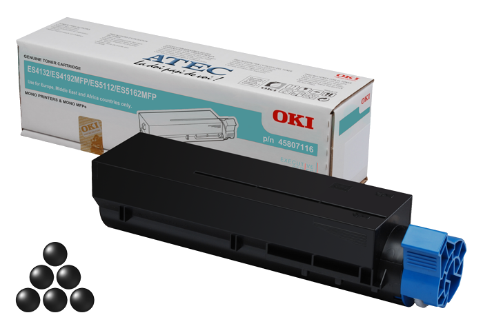 OKI Executive ES4132/ES4192 MFP/ES5112/ES5162 MFP Preto Toner Original - 45807116