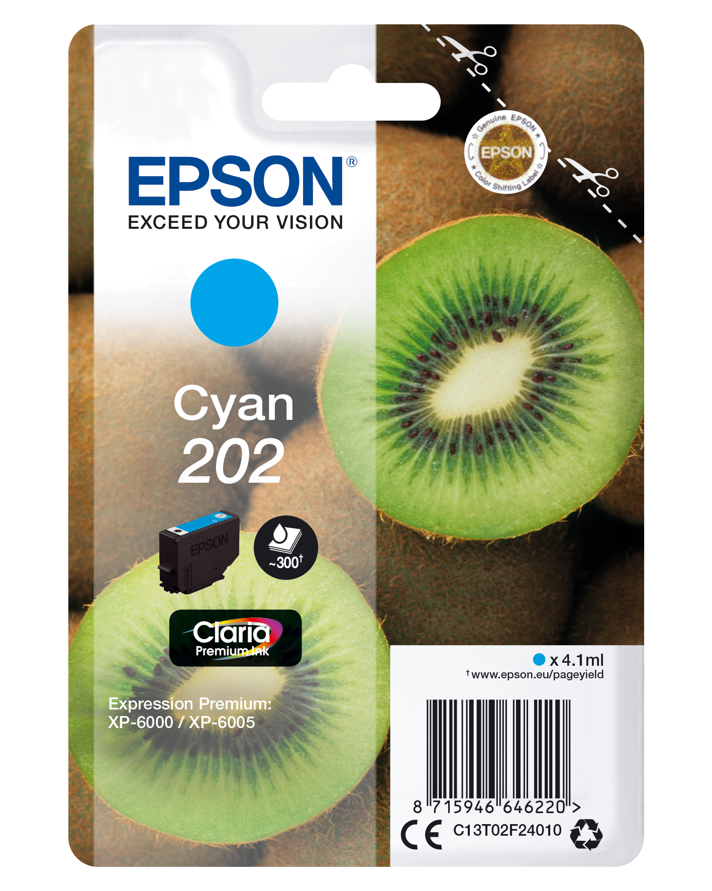 EPSON TINTEIRO AZUL 202 CLARIA PREMIUM XP-6000 | 6005