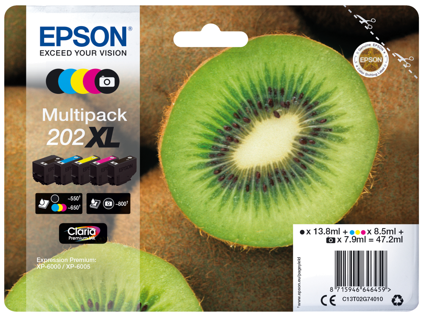 Tinteiro EPSON 202 Multipack 5 Cores XL - XP-6000 | 5 | 6100 | 5