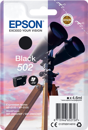 EPSON TINTEIRO PRETO 502 XP5100 XP5105 WF-2860DWF WF-2865DWF