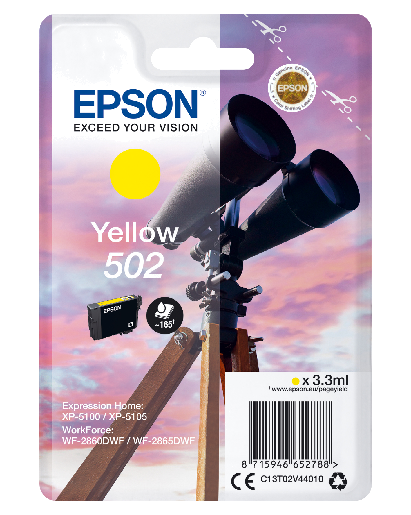 EPSON TINTEIRO AMARELO 502 XP5100 | 105 WF-2860DWF | 865DWF C | ALARME