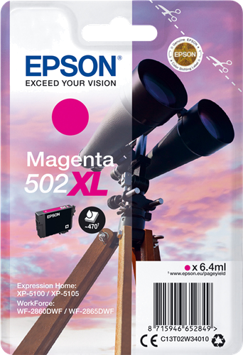EPSON TINTEIRO MAGENTA 502XL XP5100 | XP5105 | WF-2860 | 2865DWF