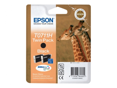 Tinteiro EPSON T0711H Preto Pack 2 - B40 | 110,BX3xx | 600,D120,DX74xx | 84xx | 9400,SX2xx | 4xx5 | 5xx | 6xx