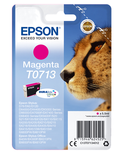 Tinteiro EPSON T0713 Magenta - B40 | 110,BX3xx | 600,D120,DX74xx | 84xx | 9400,SX2xx | 4xx5 | 5xx | 6xx
