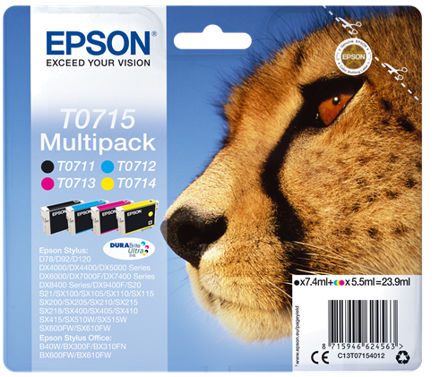 Tinteiro EPSON T0715 Multipack 4 Cores - D78 | DX4000 | 4050 | 5000 | 5050