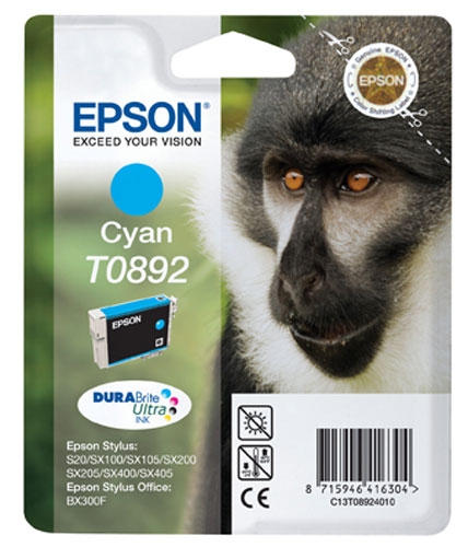 Tinteiro EPSON T0892 Ciano - Stylus S2x,SX1xx | 2xx | 4xx &Stylus Office BX300F