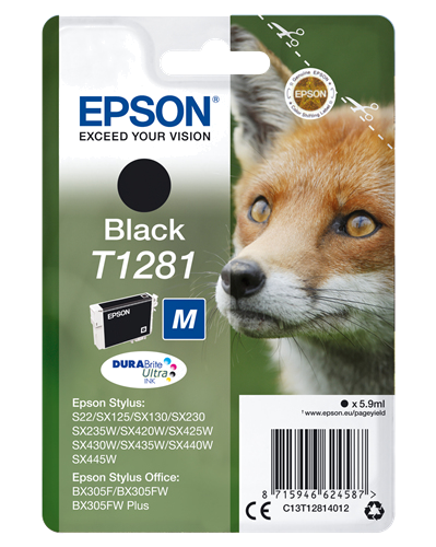 Tinteiro EPSON T1281 Preto M - Stylus S22 | SX42xW | BX305