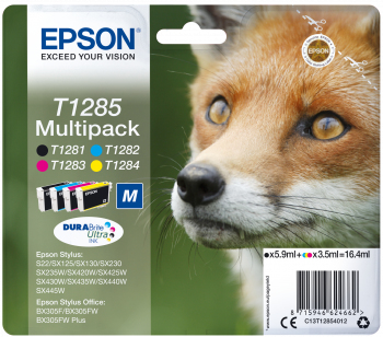 Epson T1285 Pack de 4 Cartuchos de Tinta Originais - C13T12854012