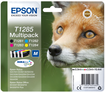 Tinteiro EPSON T1285 Multipack 4 Cores - BX305,S22,SX125 | 130 | 230 | 235 | 4xx