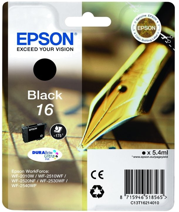 EPSON TINTEIRO SINGLEPACK BLACK 16 DURABRITE ULTRA INK