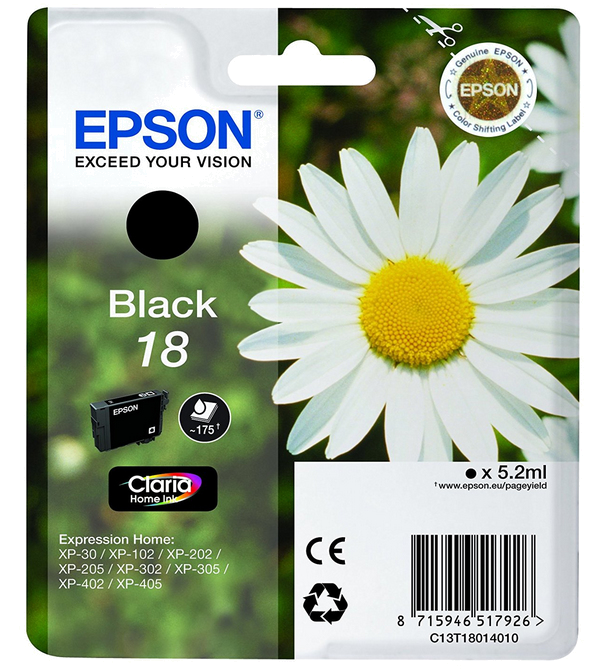 Tinteiro EPSON 18 Preto - XP-30 | x02 | x05 | x12 | x15 | x22 | x25