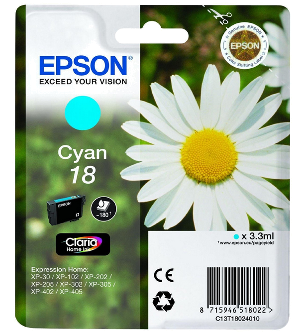 Tinteiro EPSON 18 Ciano - XP-30 | x02 | x05 | x12 | x15 | x22 | x25
