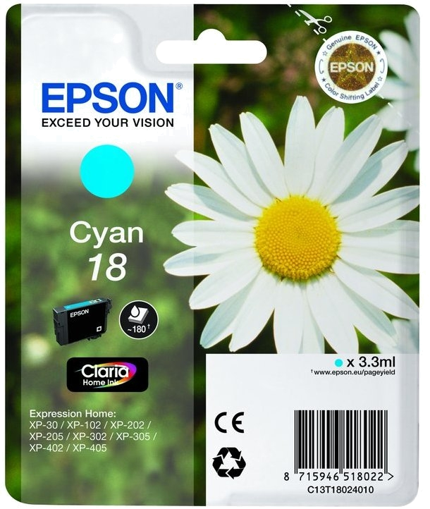 EPSON TINTEIRO CYAN 18 XP102 | XP205 | XP305 | XP405 C | ALARME