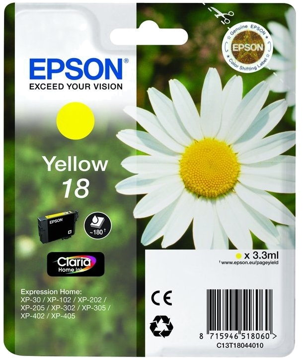 EPSON TINTEIRO AMARELO 18 XP102 | XP205 | XP305 | XP405 C | ALARME