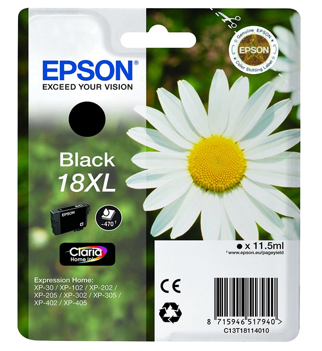 Tinteiro EPSON 18 Preto XL - XP-30 | x02 | x05 | x12 | x15 | x22 | x25