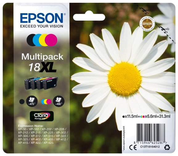 Tinteiro EPSON 18 Multipack 4 Cores XL - XP-30 | x02 | x05 | x12 | x15 | x22 | x25