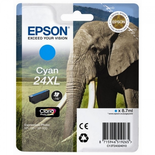 Tinteiro EPSON 24 Ciano XL - Expression Photo XP-55 | 750 | 760 | 850 | 860 | 950 | 960