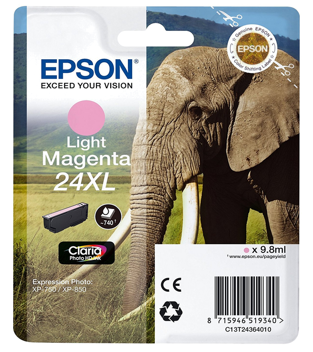 Tinteiro EPSON 24 Magenta Claro XL - Expression Photo XP-55 | 750 | 760 | 850 | 860 | 950 | 960