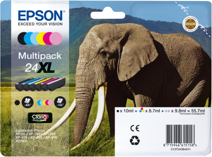 EPSON TINTEIRO PACK 6 CORES 24XL CLARIA PHOTO XP-850 | 750 | 950 | 55 | 860 | 760 | 960