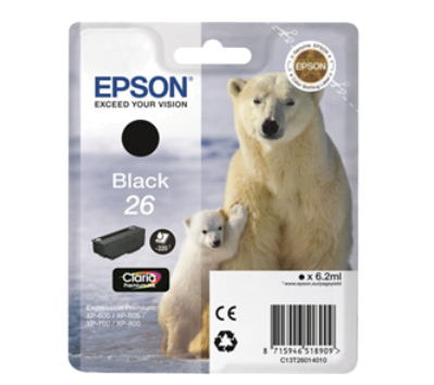 Tinteiro EPSON 26 Preto - Expression Premium XP-5xx | 6xx | 7xx | 8xx