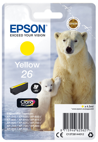 Tinteiro EPSON 26 Amarelo - Expression Premium XP-5xx | 6xx | 7xx | 8xx
