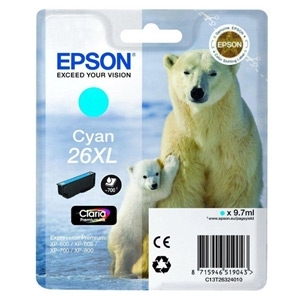 Tinteiro EPSON 26 Ciano XL - Expression Premium XP-5xx | 6xx | 7xx | 8xx