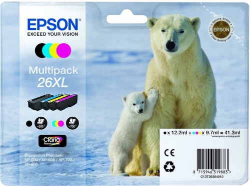 Tinteiro EPSON 26 Multipack 4 Cores XL - Expression Premium XP-5xx | 6xx | 7xx | 8xx