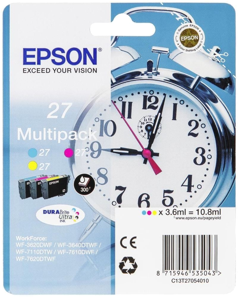 Tinteiro EPSON 27 Multipack 3 Cores - WF-3620 | 3640 | 7110 | 7610 | 7620