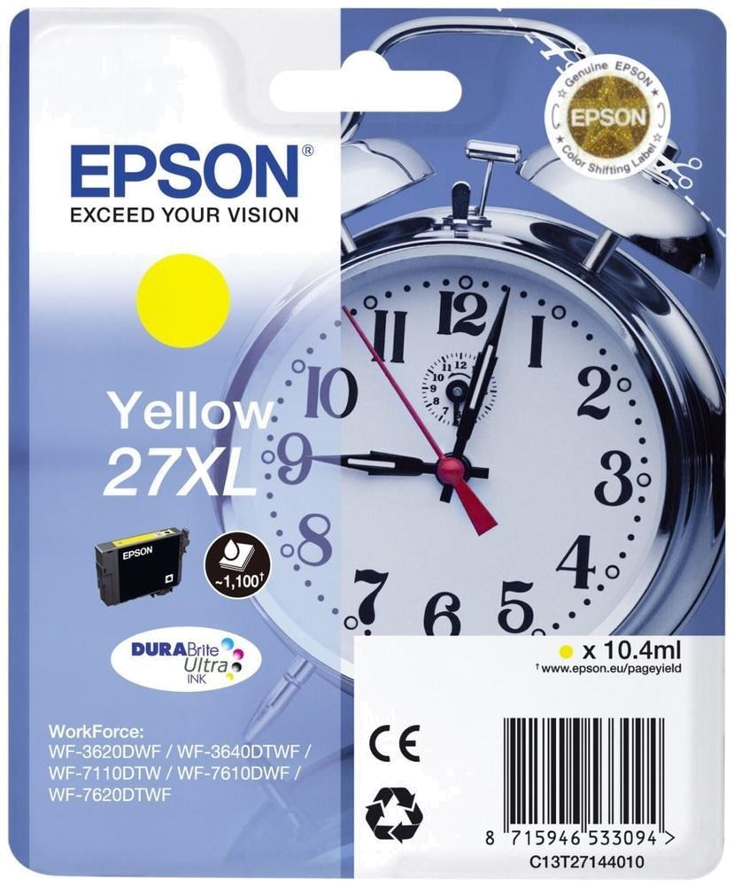 Tinteiro EPSON 27 Amarelo XL - WF36xx | 7110 | 7210 | 76xx | 77xx