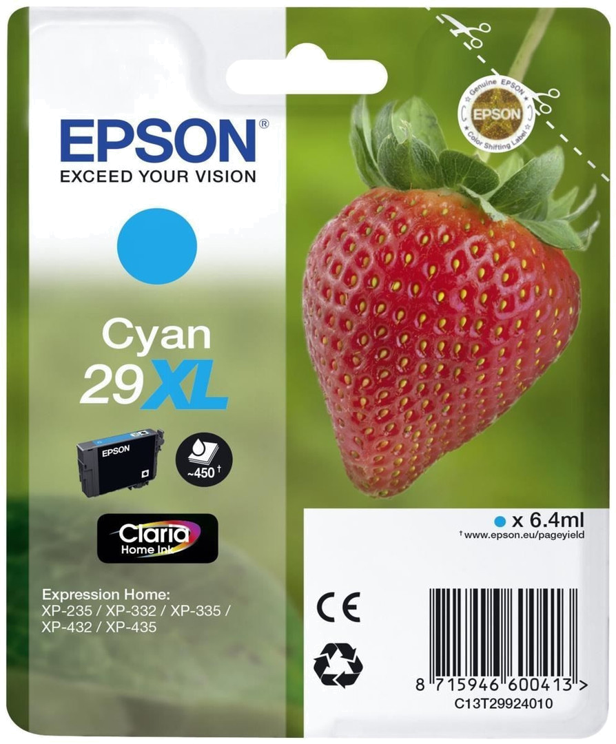 Tinteiro EPSON 29 Ciano XL - Expression Home XP-255 | 257 | 352 | 355 | 452 | 455